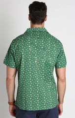 Green Floral Print Short Sleeve Camp Shirt - stjohnscountycondos