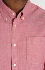 Red Stretch Chambray One Pocket Long Sleeve Shirt - stjohnscountycondos