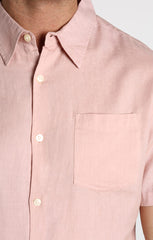Pink Short Sleeve Cotton Linen Shirt - stjohnscountycondos