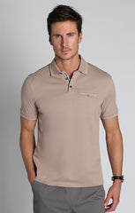 Tan Luxe Cotton Interlock Polo Shirt - stjohnscountycondos