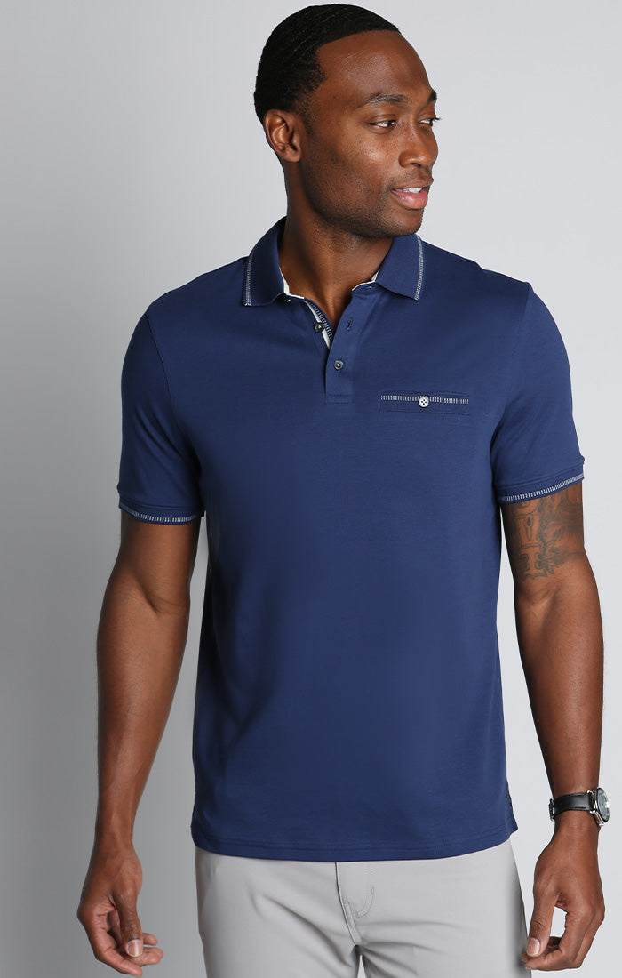 Indigo Luxe Cotton Interlock Polo Shirt - stjohnscountycondos