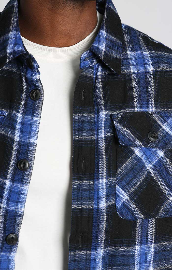 Blue Sherpa Lined Flannel Shirt Jacket - stjohnscountycondos
