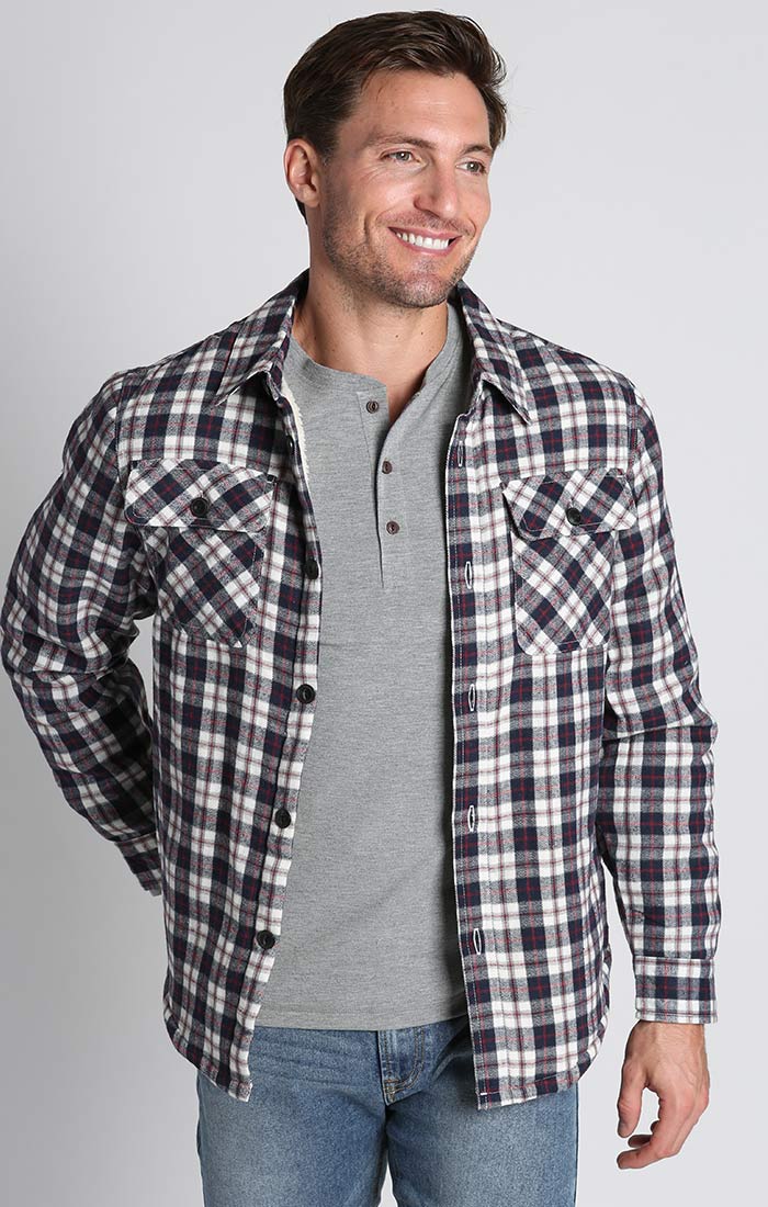 Dark Indigo Sherpa Lined Flannel Shirt Jacket - stjohnscountycondos