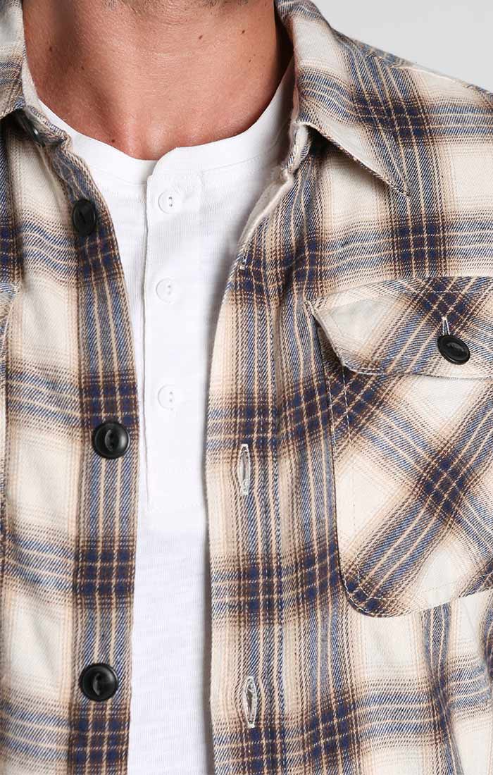 Cream Sherpa Lined Flannel Shirt Jacket - stjohnscountycondos