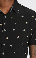 Black Pear Print Gravityless Short Sleeve Shirt - stjohnscountycondos