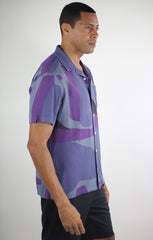 Purple Printed Rayon Short Sleeve Camp Shirt - stjohnscountycondos