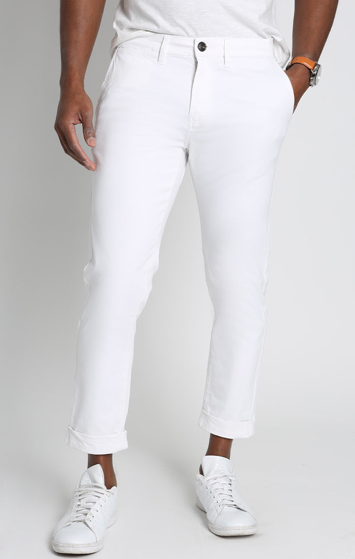 White Cropped Fit Stretch Bowie Chino - stjohnscountycondos