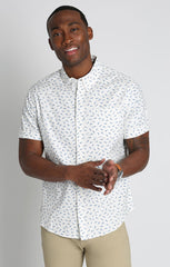 White Printed Short Sleeve Oxford Shirt - stjohnscountycondos