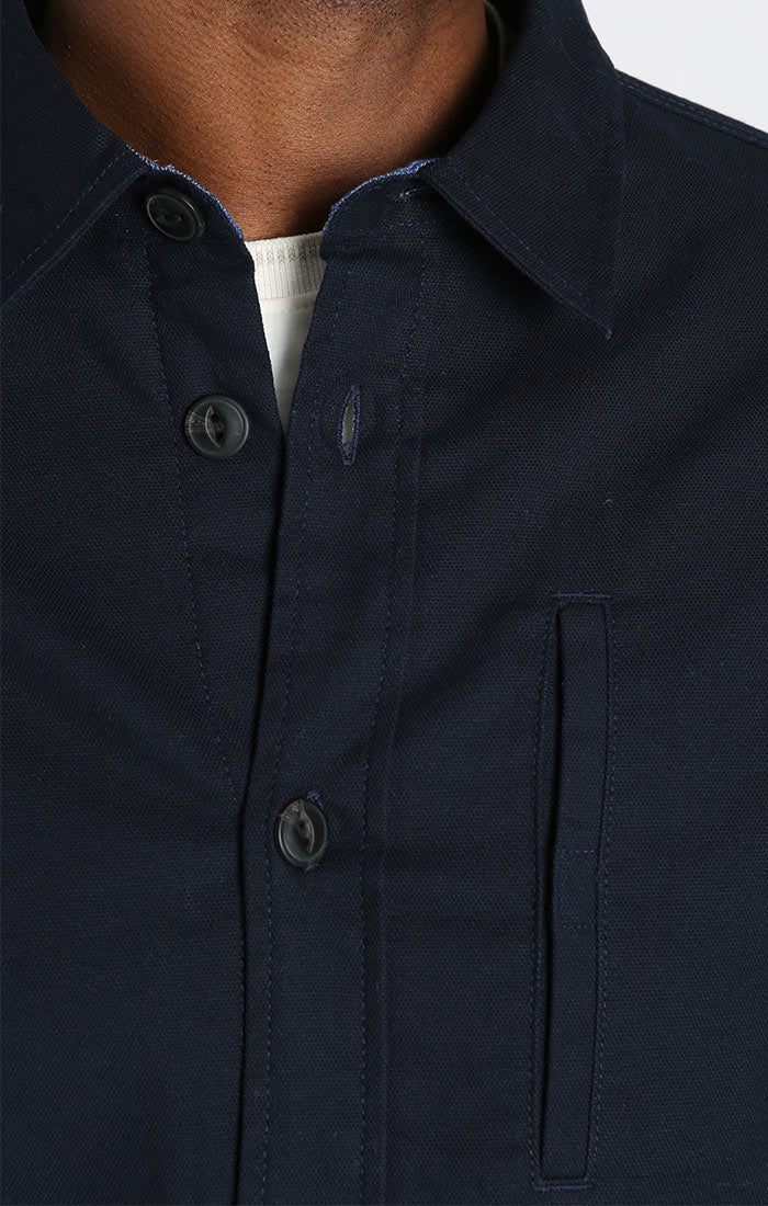 Navy Stretch Quilted Canvas Shirt Jacket - stjohnscountycondos