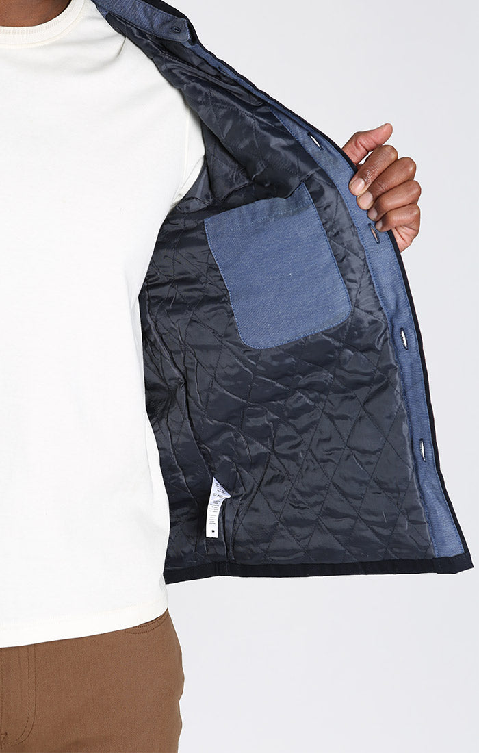 Navy Stretch Quilted Canvas Shirt Jacket - stjohnscountycondos