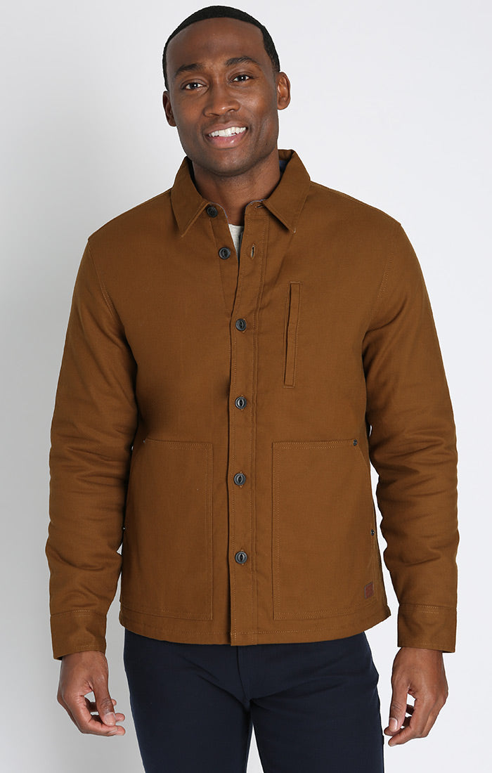 Brown Stretch Quilted Canvas Shirt Jacket - stjohnscountycondos