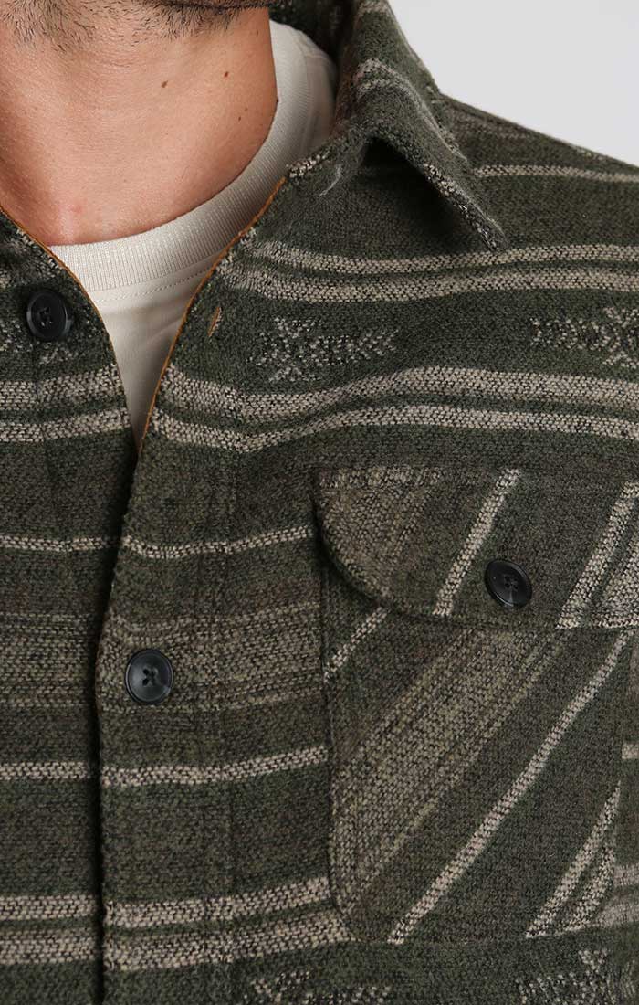 Olive Sherpa Lined Wool Blend Shirt Jacket - stjohnscountycondos
