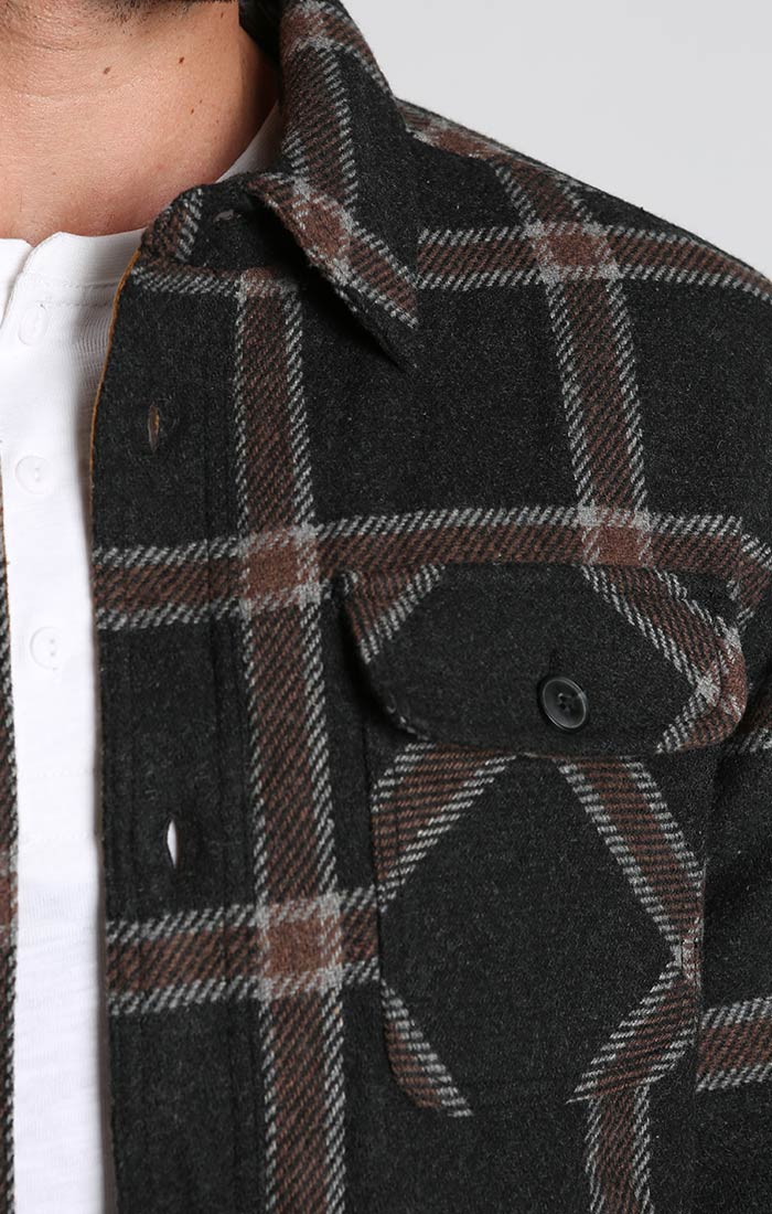 Brown Sherpa Lined Wool Blend Shirt Jacket - stjohnscountycondos