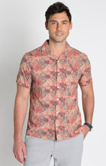 Pink Tropical Print Rayon Short Sleeve Camp Shirt - stjohnscountycondos