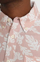 Floral Print Seersucker Short Sleeve Shirt - stjohnscountycondos