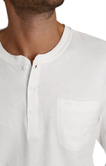 White Sueded Cotton Long Sleeve Henley - stjohnscountycondos