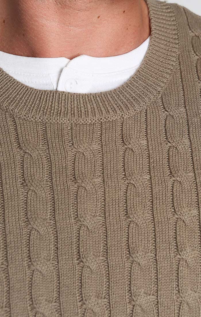 Brown Cotton Cashmere Cable Knit Sweater - stjohnscountycondos