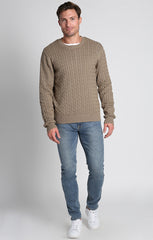 Brown Cotton Cashmere Cable Knit Sweater - stjohnscountycondos