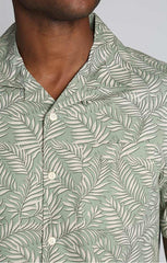 Green Leaf Print Rayon Camp Shirt - stjohnscountycondos