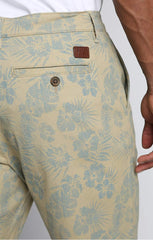 Khaki Printed Stretch Chino Short - stjohnscountycondos