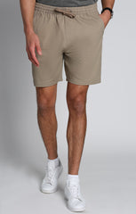 Taupe Stretch Twill Pull On Dock Short - stjohnscountycondos