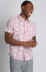 Pink Island Print Seersucker Short Sleeve Shirt - stjohnscountycondos