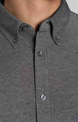 Charcoal Stretch Knit Oxford Short Sleeve Shirt - stjohnscountycondos