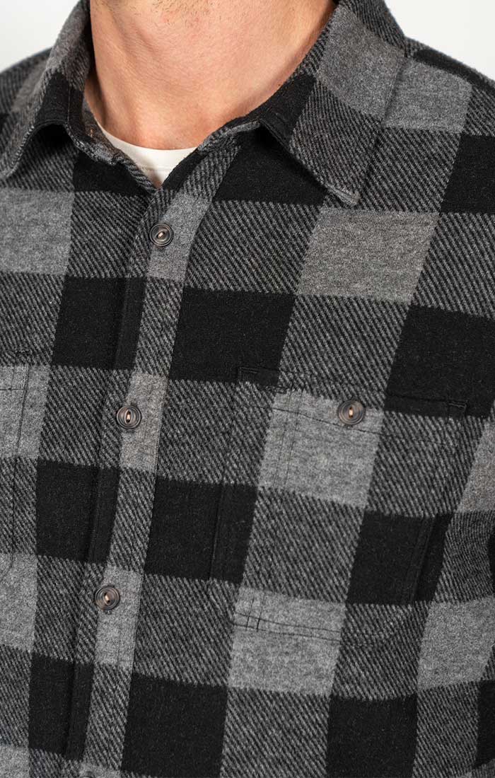 Charcoal Buffalo Plaid Knit Flannel Shirt - stjohnscountycondos