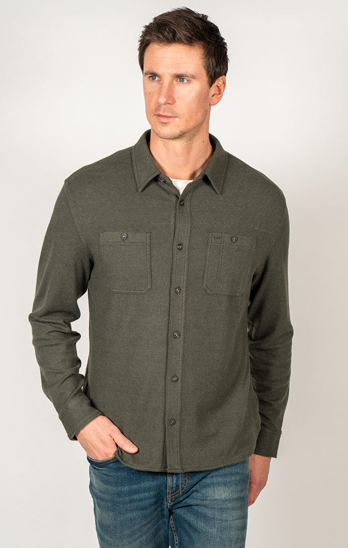 Olive Knit Flannel Shirt - stjohnscountycondos
