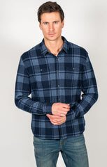 Denim Plaid Knit Flannel Shirt - stjohnscountycondos