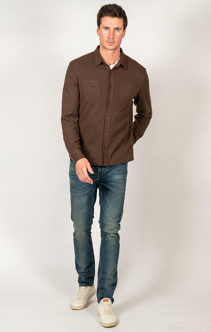 Brown Knit Flannel Shirt - stjohnscountycondos