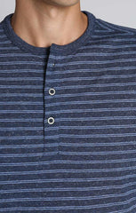 Navy Striped TriBlend Short Sleeve Henley - stjohnscountycondos