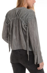 Cropped Striped Bell Sleeve Blouse - stjohnscountycondos