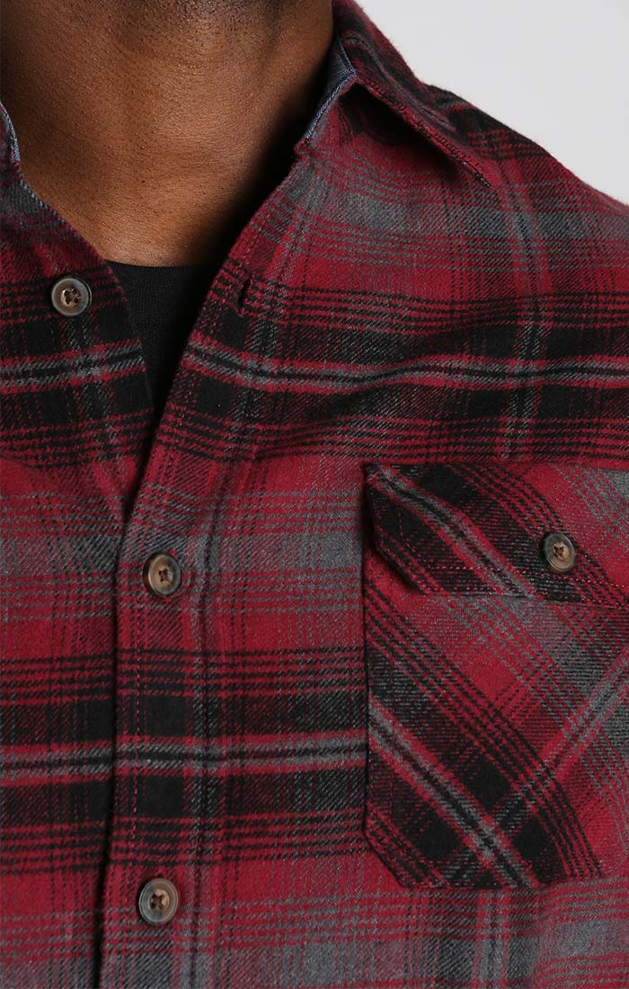 Red and Charcoal Plaid Brawny Flannel Shirt - stjohnscountycondos