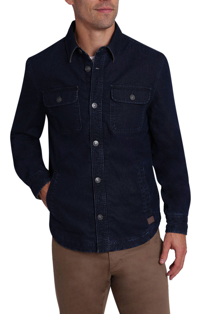 Denim Stretch Flannel Lined Shirt Jacket - stjohnscountycondos
