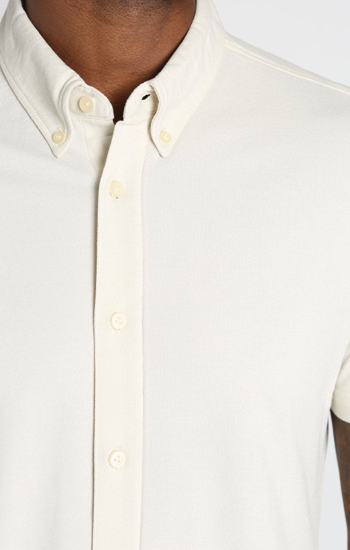 Silver Knit Oxford Stretch Short Sleeve Shirt - stjohnscountycondos