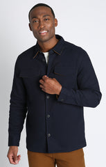 Navy Flannel Lined Stretch Twill Shirt Jacket - stjohnscountycondos