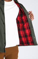 Green Flannel Lined Stretch Twill Shirt Jacket - stjohnscountycondos