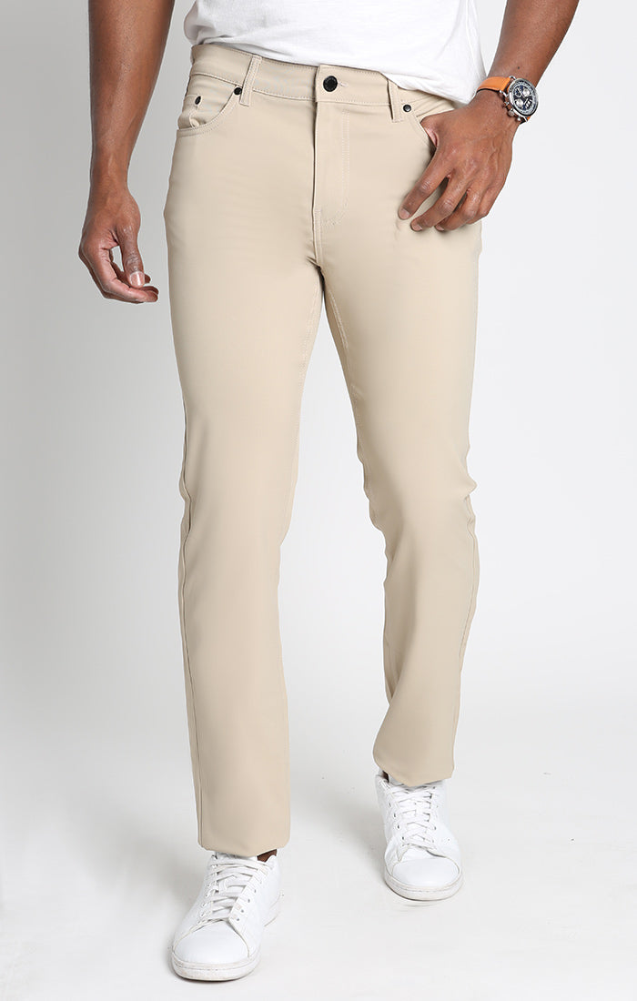 Taupe Straight Fit 5 Pocket Tech Pant - stjohnscountycondos