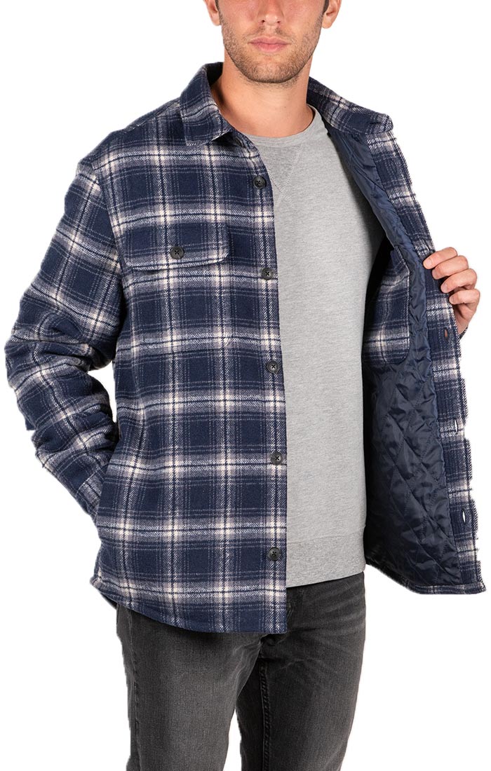 Blue Plaid Wool Blend Quilted Shirt Jacket - stjohnscountycondos