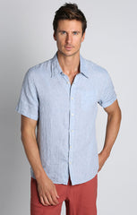Blue Linen Short Sleeve Shirt - stjohnscountycondos