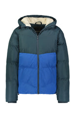 Blue and Grey Sherpa Lined Puffer Jacket - stjohnscountycondos