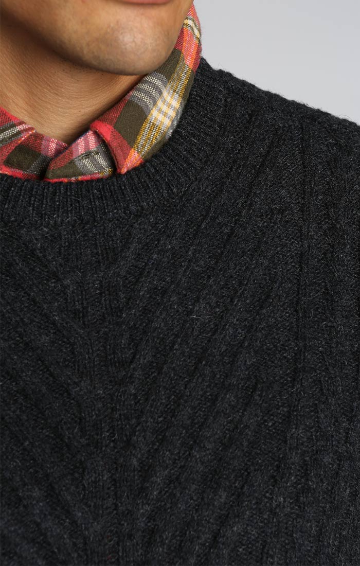 Charcoal Dynamic Ribbed Crewneck Sweater - stjohnscountycondos