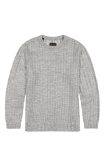 Light Grey Cable Knit Crewneck Sweater - stjohnscountycondos