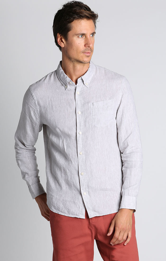 Grey Linen Blend Shirt - stjohnscountycondos