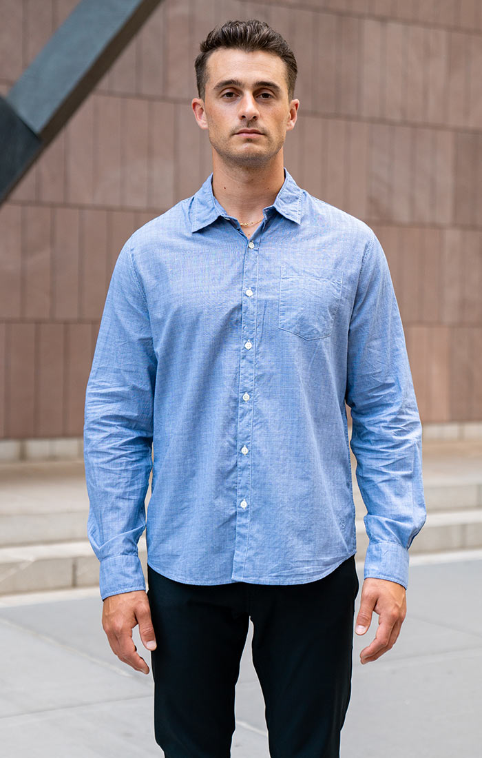 Hayati Blue Micro Glen Plaid Shirt - stjohnscountycondos
