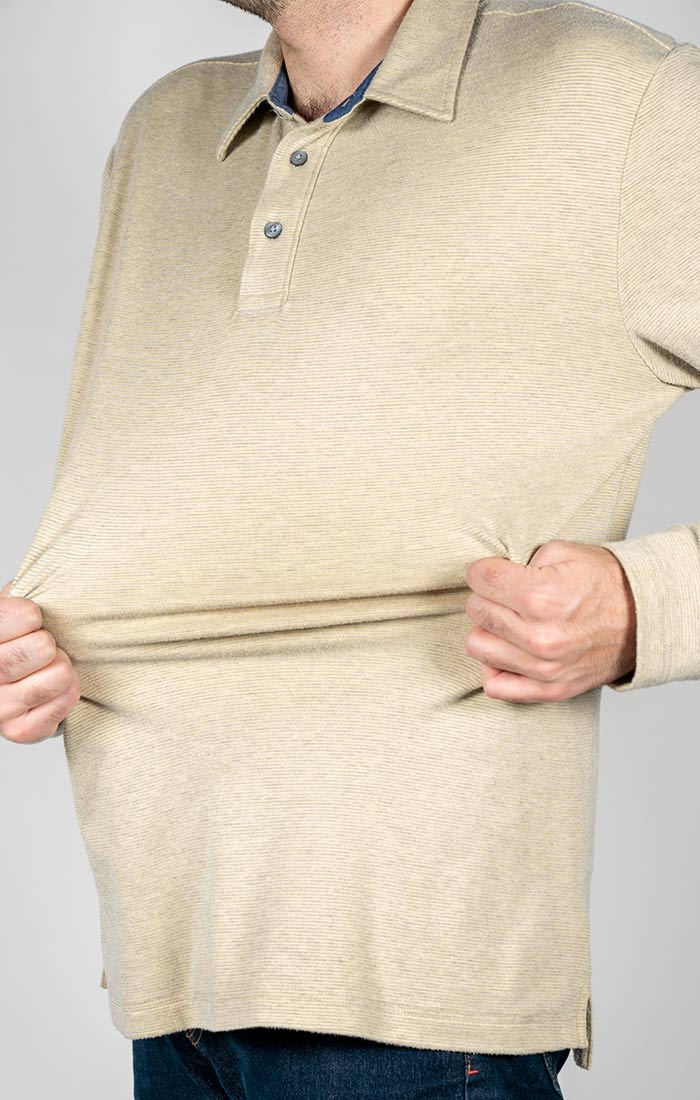 Ivory Stretch Poly Rayon Long Sleeve Polo - stjohnscountycondos