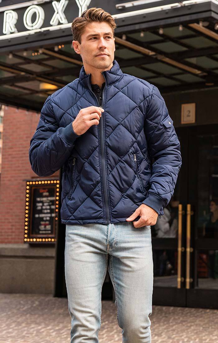 Navy Quilted Puffer Jacket - stjohnscountycondos