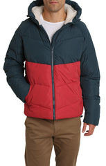 Red and Grey Sherpa Lined Puffer Jacket - stjohnscountycondos