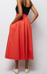 Red Gathered Ankle Length Skirt - stjohnscountycondos